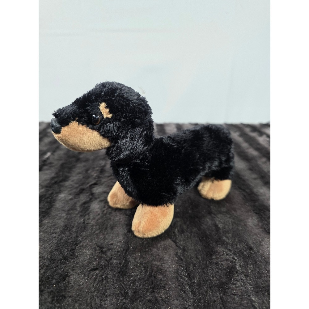 Aurora Plush Dachshund Black Tan Stuffed Animal Dog Realistic Puppy Toy